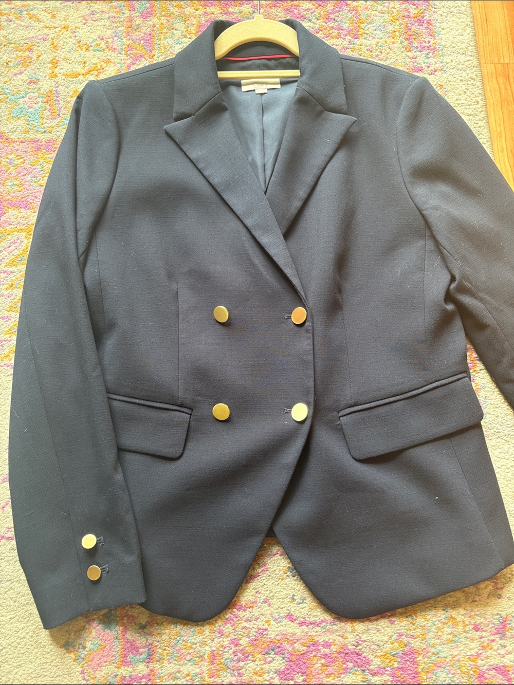 LOFT Black Double-Breasted Blazer with Gold Buttons